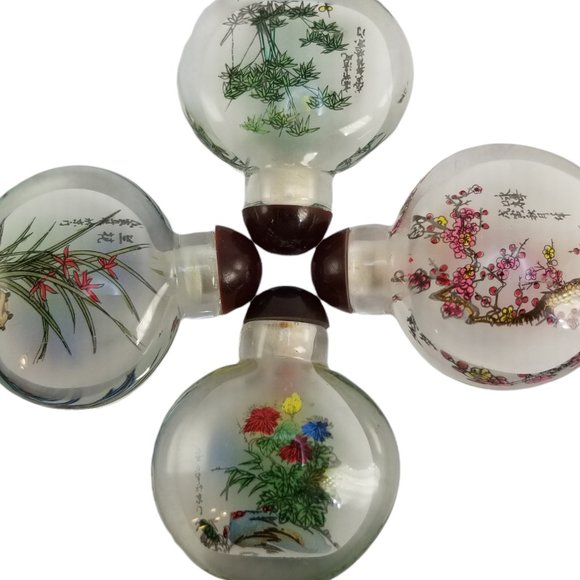 Antique Chinese Snuff Bottles Traditional Qing Dynasty Reverse Paint Glass Art. - Picture 15 of 16